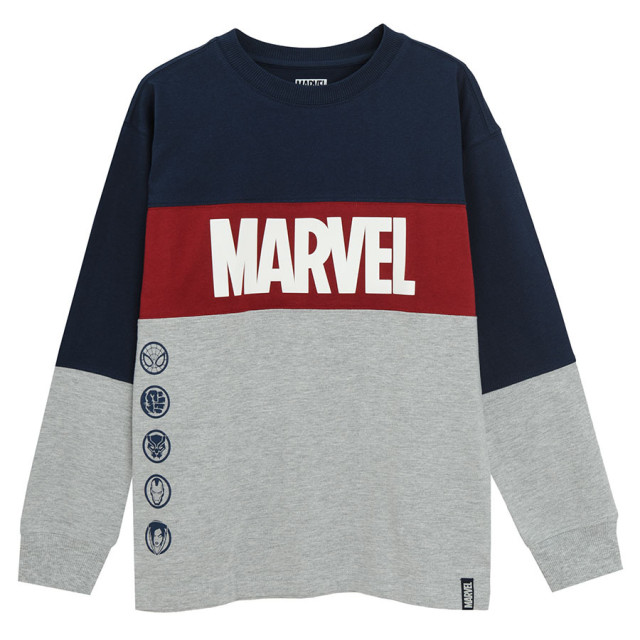 Блуза с дълъг ръкав MARVEL, цвят: Сив меланж