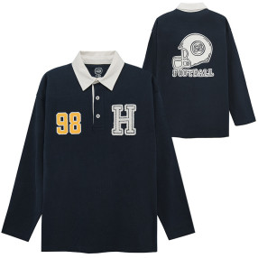 Тениска ПОЛО с дълъг ръкав, цвят: Морско син