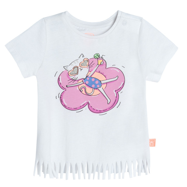 Блуза с къс ръкав, цвят: Кремав