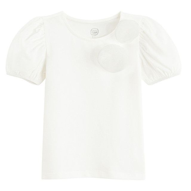 Блуза с къс ръкав, цвят: Бял