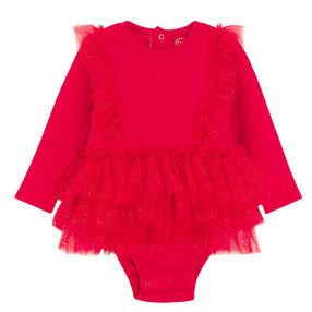 Боди с дълъг ръкав, цвят: Червен