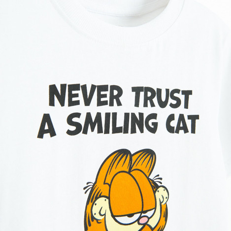 Тениска с къс ръкав GARFIELD, цвят: Бял