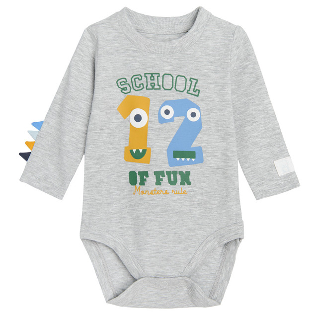 Боди с дълъг ръкав, цвят: Сив меланж