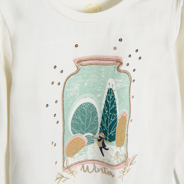 Блуза с дълъг ръкав, цвят: Кремав