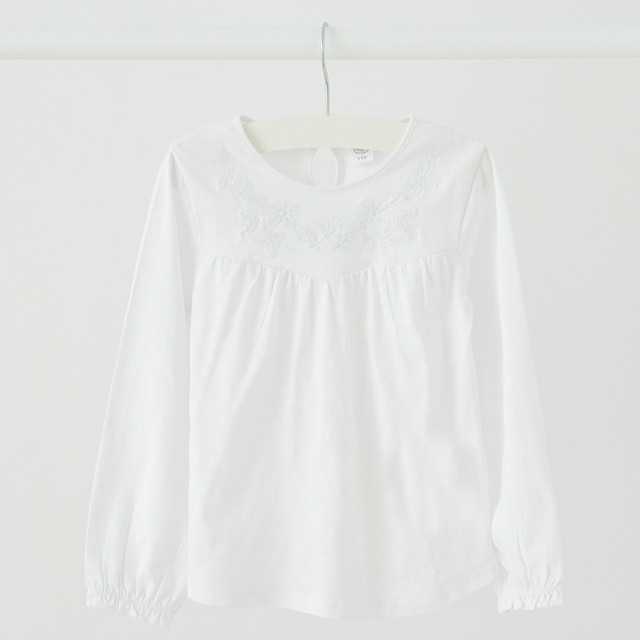 Блуза с дълъг ръкав, цвят: Бял