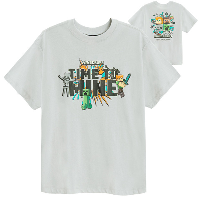 Тениска с къс ръкав MINECRAFT, цвят: Сив меланж