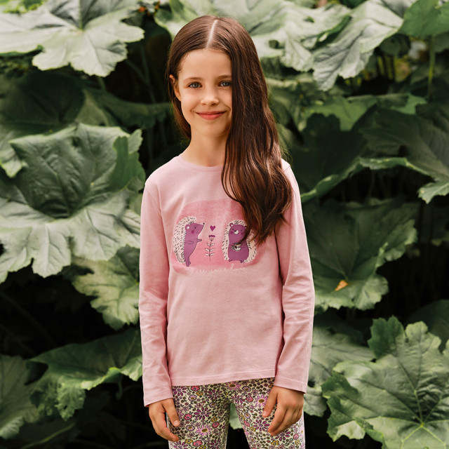 Тениска с дълъг ръкав, цвят: Розов