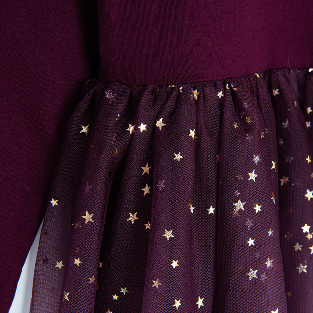 Рокля с дълъг ръкав, цвят: Бургунди