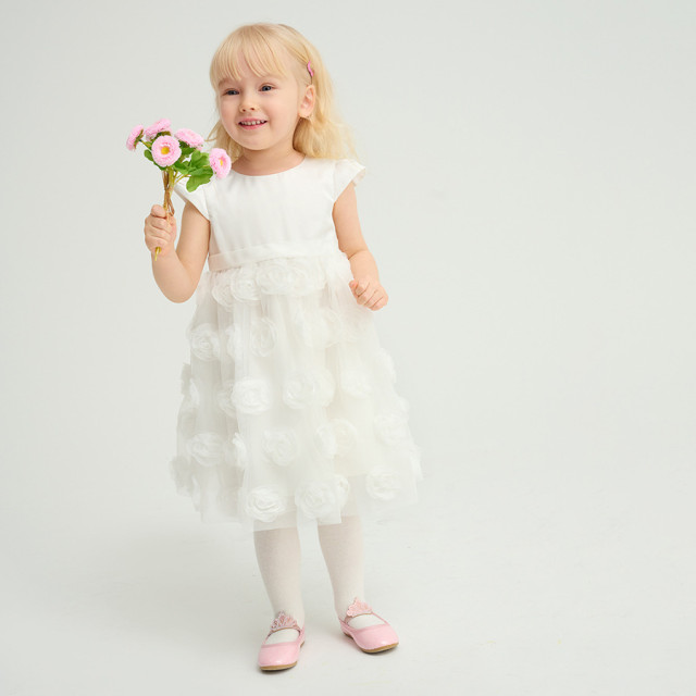 Рокля с къс ръкав, цвят: Бял