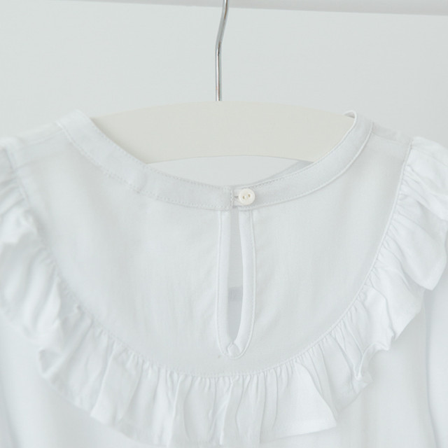 Блуза с дълъг ръкав, цвят: Бял