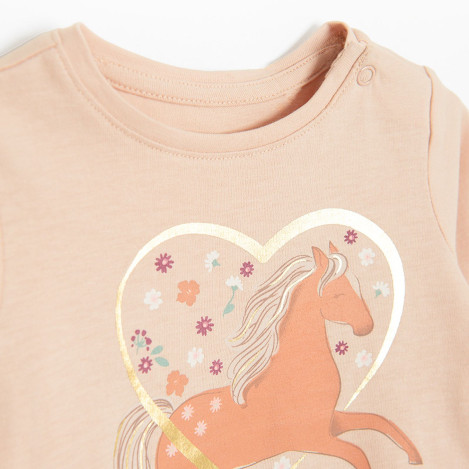 Тениска с дълъг ръкав, цвят: Бежов