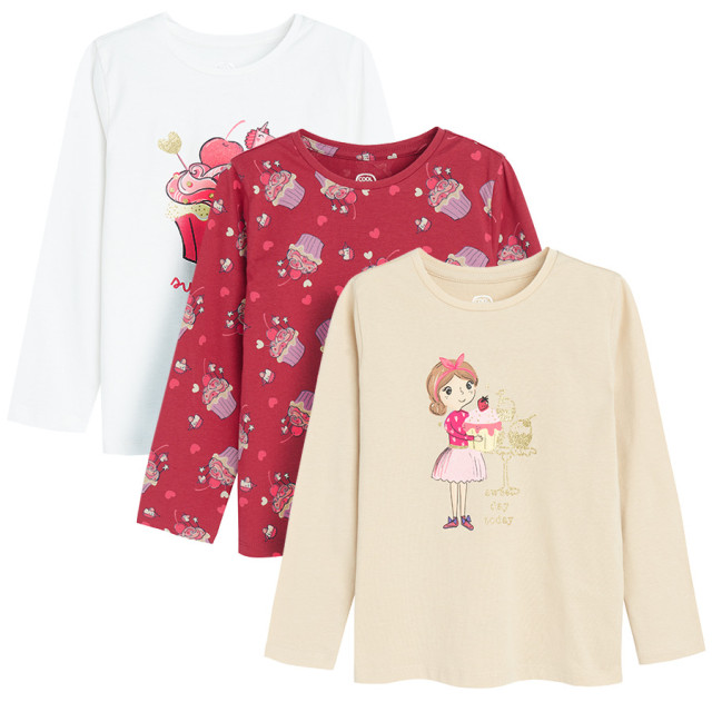 Тениска с дълъг ръкав 3бр., цвят: Микс