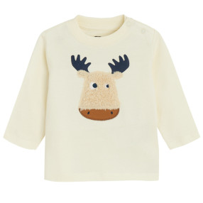 Тениска с дълъг ръкав, цвят: Кремав