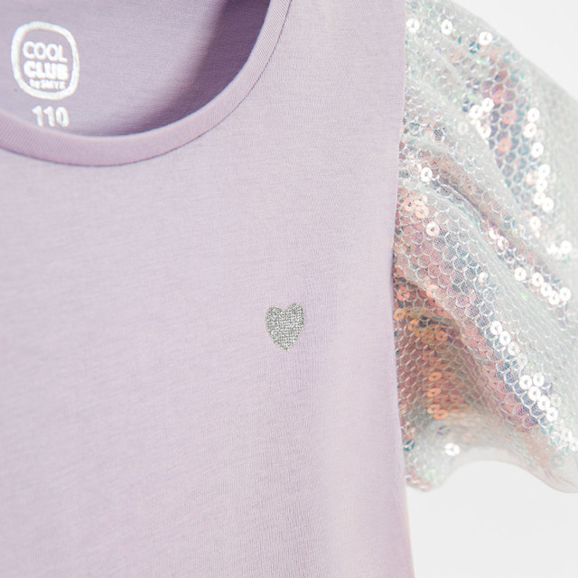 Блуза с къс ръкав, цвят: Виолетов