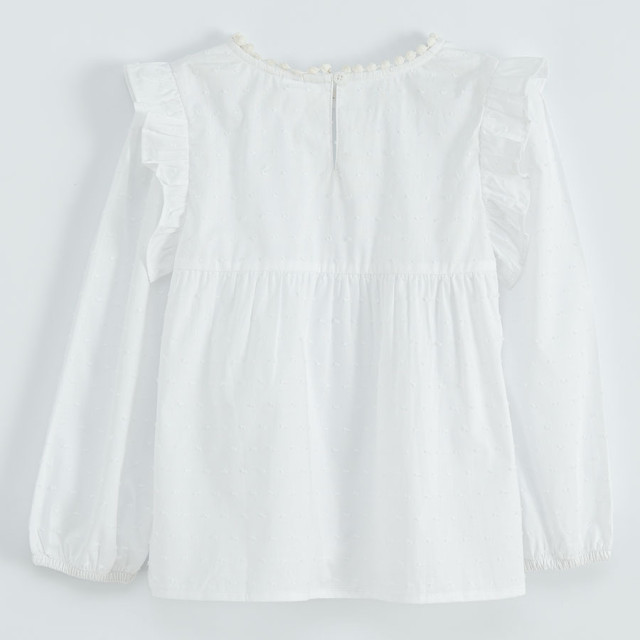 Блуза с дълъг ръкав, цвят: Бял