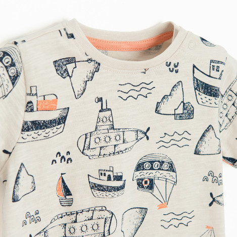 Тениска с къс ръкав, цвят: Светло бежово