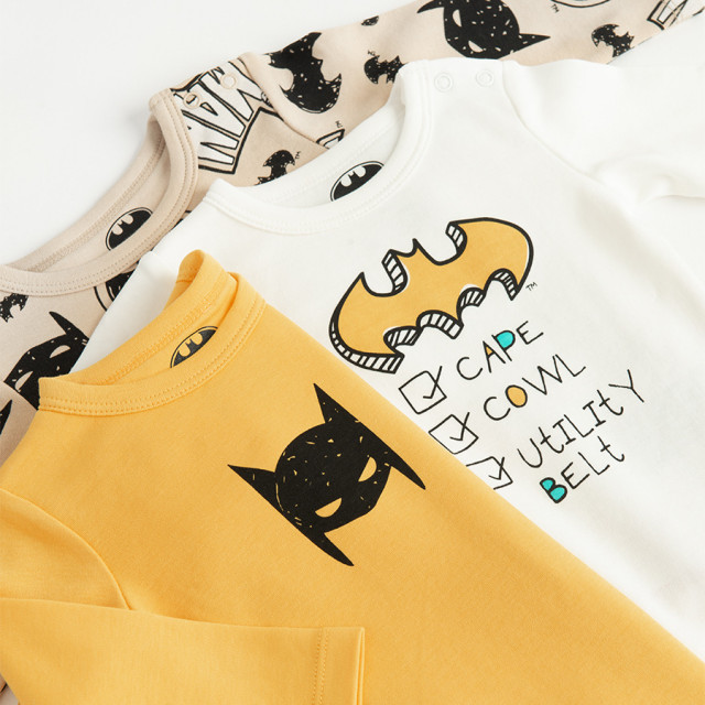 Боди с дълъг ръкав 3бр. BATMAN, цвят: Микс