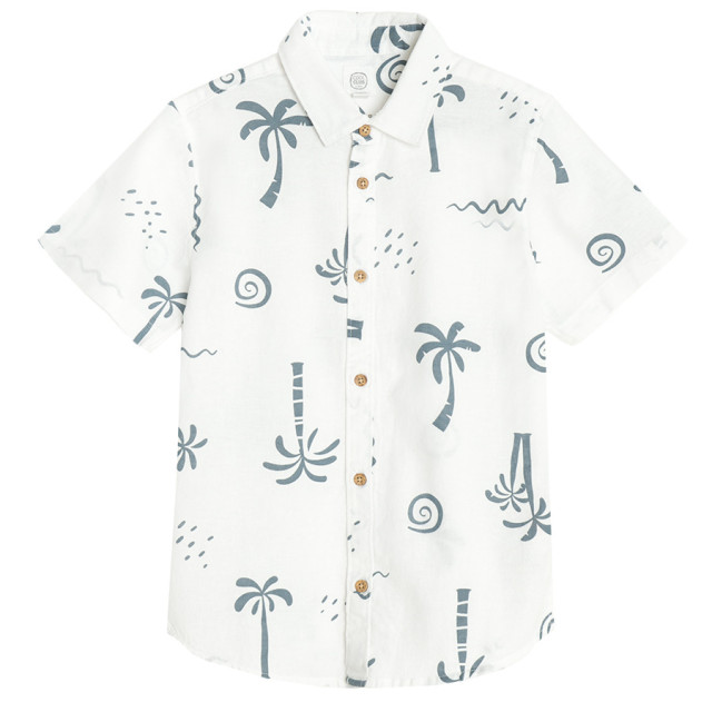 Риза с къс ръкав, цвят: Бял