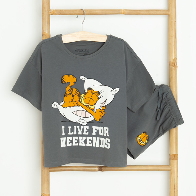 Пижама GARFIELD, цвят: Сив