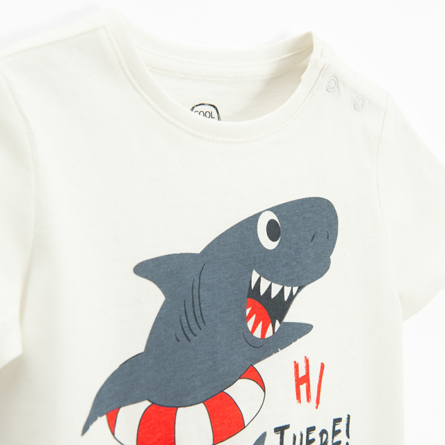 Тениска с къс ръкав, цвят: Кремав