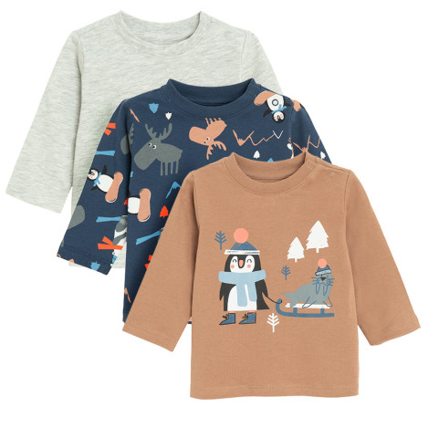 Тениска с дълъг ръкав 3бр., цвят: Микс