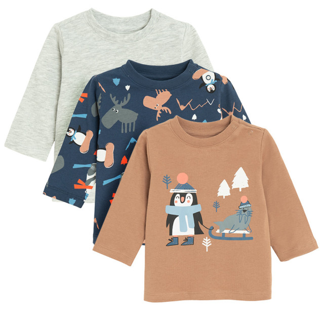 Тениска с дълъг ръкав 3бр., цвят: Микс