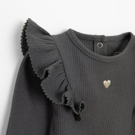 Боди с дълъг ръкав, цвят: Сив