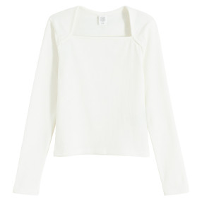 Тениска с дълъг ръкав, цвят: Бял