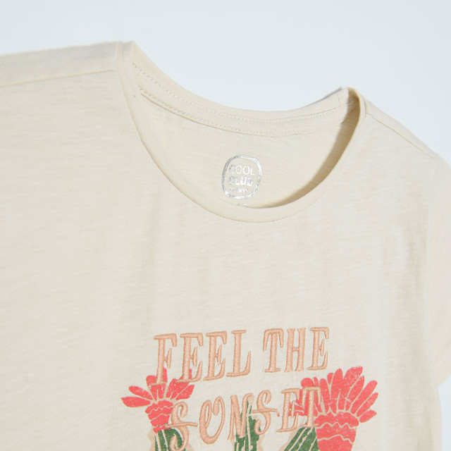 Тениска с къс ръкав, цвят: Кремав